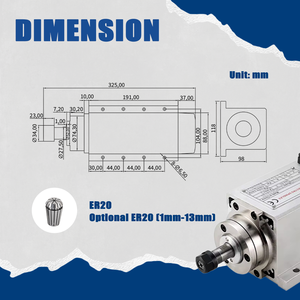 Nuevo Kit de Motor de Husillo CNC Refrigerado por Aire Zhong Hua Jiang 3KW ER20 Cuadrado 220V/380V con Rodamiento de Alta Calidad para Máquina de Grabado y Perforación - Product Image 2