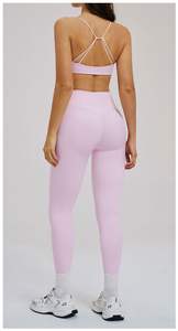 Nouvel ensemble de yoga respirant grande taille avec soutien-gorge dos nu à fines bretelles et leggings taille mi-haute, vêtements de sport à séchage rapide pour la course en extérieur - Product Image 4