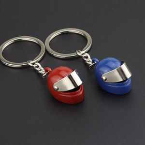 Porte-clés mignon en métal en forme de casque de moto, design stéréo tendance, pour sac de voiture, cadeau, bijou - Product Image 5