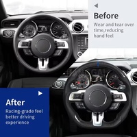 Volant sport à 3 branches en cuir et fibre de carbone personnalisé pour Mustang 2015-2022 GT Shelby