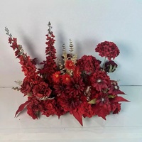 Centres de table modernes en soie rouge bordeaux de haute qualité, fleurs pour allée, fournitures pour banquets de mariage