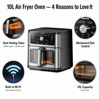 Friteuse à air 20-en-1 10Qt Pro 2 Heating, 2200W, pour friture, cuisson, rôtissage, réchauffage, déshydratation, avec panier antiadhésif compatible lave-vaisselle, Noir OEM