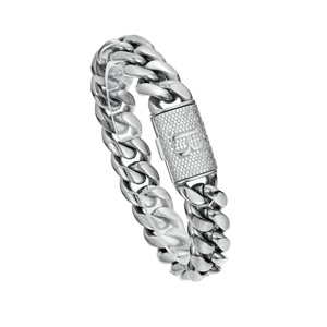 Personalizado 14mm titanio Curb cadena de eslabones cubanos hombres Hip Hop <span class=keywords><strong>Miami</strong></span> Acero inoxidable grueso cubano pulsera con CZ letra cierre - Product Image 3