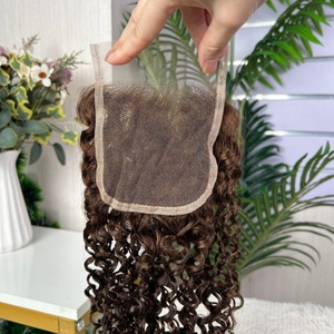 ผมต่อแบบ Pixie Closure 4x4 แบบ Super Double Drawn ลอนหยิกสวย ขายส่งราคาถูก 12a ผมแท้ 100% - Product Image 1