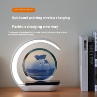 Lampe de chevet LED 3D sablier avec chargeur sans fil rapide pour téléphone portable et lampe de bureau intelligente