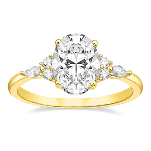 Anillo de compromiso SGARIT personalizado de 2 quilates, corte ovalado, oro de 14 quilates, 6 piedras laterales, diamante cultivado en laboratorio, anillo de boda, joyería, VVS D, certificado IGI - Product Image 1