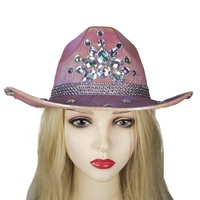 Chapeau de mariée chic pour enterrement de vie de jeune fille avec strass étincelants pour fête de mariage et fiançailles, chapeau de cowboy et de cowgirl tendance