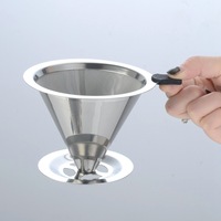 Filtre à café réutilisable en acier inoxydable de haute qualité, forme conique, maille fine, pour les connaisseurs de café