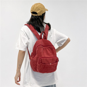 Sacs à dos en velours côtelé personnalisés en gros pour les petits sacs à dos des femmes, sacs à dos en velours côtelé décontractés et légers - Product Image 3