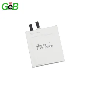 Hot sale 1mm Thick Rechargeable lithium polymer ultrathin battery cell GEB 092630 3.7V 35mAh Battery for ultra-thin Cards 3.7V