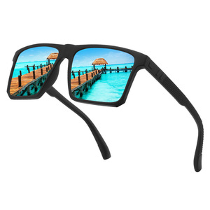 Unisex Outdoor Polarized Sports Sunglasses Square <b>Black</b> <b>Frame</b> UV400 Protection For Cycling Driving Fishing Outings - Product Image 1
