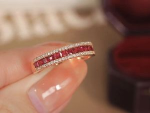 Bague de mariage vintage Xinfly en or rose 18 carats, demi-cercle avec rubis rouge sang de pigeon de 0,7 ct, bijoux en diamant certifiés - Product Image 4