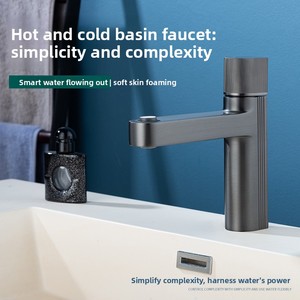 Rubinetto per <span class=keywords><strong>lavabo</strong></span> in rame stile europeo, colore grigio canna di fucile, monocomando, a colonna, per hotel e uso domestico, per <span class=keywords><strong>lavabo</strong></span> sottopiano - Product Image 5