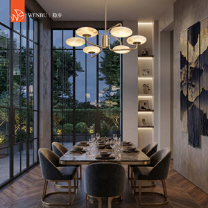 Modern 6 <b>Lights</b> Spanish alabaster chandelier for villa foyer dining <b>lounge</b> spaces - Product Image 3