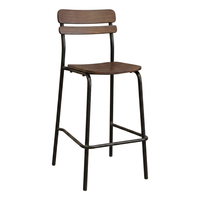 Chaise de bar moderne avec siège en bois et structure en acier, tabouret de comptoir avec dossier pour hôtel, bar à domicile, salle à manger