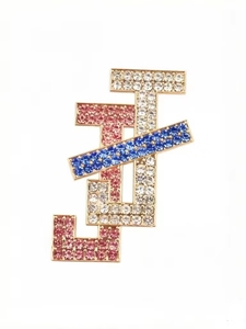 Spilla personalizzata con strass rosa e blu, modello Crystal Interlocking JJ Brooch <span class=keywords><strong>Jack</strong></span> <span class=keywords><strong>and</strong></span> <span class=keywords><strong>Jill</strong></span> of America Greek, 2,25 pollici - Product Image 1