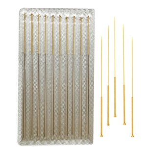 Aiguilles d'<span class=keywords><strong>acupuncture</strong></span> jetables stériles individuelles en papier d'aluminium, entièrement dorées, à usage unique, 100 pièces/boîte - Product Image 1