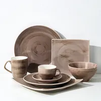 PITO HoReCa-platos de cerámica para comedor, juego de vajilla de cerámica de porcelana Irregular esmaltada de Color marrón occidental