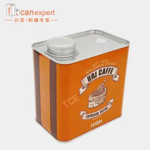 TCE-Coffee Bean Powder Tin Can Packaging Wholesale 500g Square Tinplate Metal Air Sealed Can