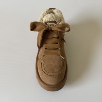 Bottes de neige à lacets pour femmes, dessus en daim de vache, doublure en fausse fourrure Teddy, semelle intérieure légère, plateforme antidérapante en TPR, semelle épaisse respirante