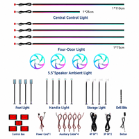 Kit d'éclairage d'ambiance intérieur de voiture LED RGB Chaser 22-en-1 à double zone avec anneau lumineux pour haut-parleur Pinwheel de 5,5 pouces et contrôle via application Bluetooth