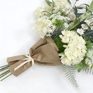 Ramo Artificial Blanco y Verde con Hojas de <span class=keywords><strong>Eucalipto</strong></span> y Helecho, Flores Artificiales Mixtas para Regalo de Novia, Centro de Mesa - Product Image 5