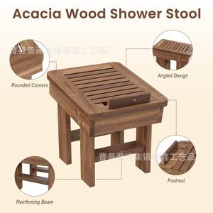 Wooden Footstool For <b>Bathroom</b> Shower Multi Purpose Leg Support <b>Stool</b> With Drainage Design - Product Image 3