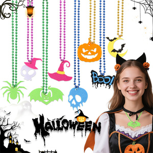 Collares de Calabazas, Fantasmas <span class=keywords><strong>y</strong></span> Murciélagos con Cuentas, Resistentes al Agua, para Decoraciones de Fiesta de Halloween, Brillan en la Oscuridad, Gran Venta - Product Image 2