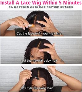 Vente en gros 8-14 ''Péruvienne HD Lace Front Bob Perruque 100% Vierge Cheveux Humains Courts Raides Ombre Blonde Transparent Dentelle - Product Image 4