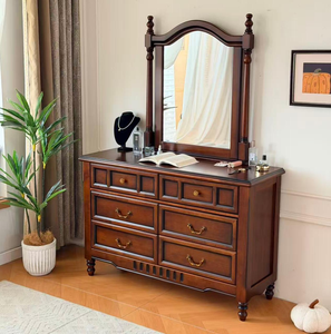 Traditional Solid Wood Makeup <b>Vanity</b> With <b>Mirror</b> Mahogany <b>Dressing</b> <b>Table</b> Storage Drawers Bedroom Furniture - Product Image 5
