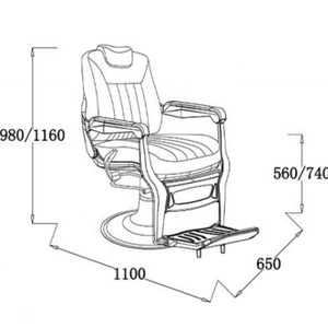 Sillón de Barbería Reclinable Hidráulico de Aluminio y Cuero Sintético Negro Esmerilado Moderno, Ecológico y Duradero, Giratorio 360° para Sala de Estar - Product Image 3