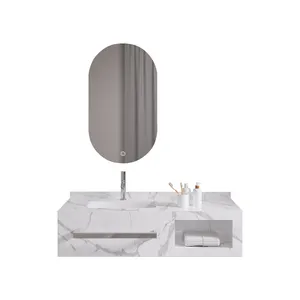 YIDA Modern Bathroom Furniture Wall Mounted Luxury Nordic Sintered Stone Basin Bathroom Set Vanity Cabinet With LED Mirror