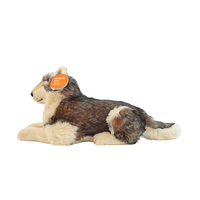 Peluche Loup Réaliste en Gros d'Usine en Stock, Animal en Peluche Brodé, Coton PP, Personnalisé OEM ODM, Cadeau pour Enfants