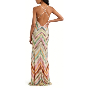 Women's Print <b>Spaghetti</b> <b>Strap</b> Maxi Dress - Crisscross Back Halter Gown Dresses Fashion - Product Image 5