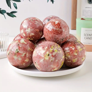 Vente en gros de sphères de cristal polies de haute qualité, boule de tourmaline lotus, jaspe, ornement Feng Shui, pierres de guérison, décoration d'intérieur, cadeau - Product Image 4