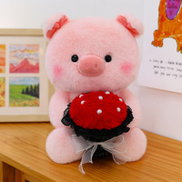 Grosir buket bunga hewan boneka Dekorasi babi mainan mewah untuk anak perempuan hadiah Hari Valentine