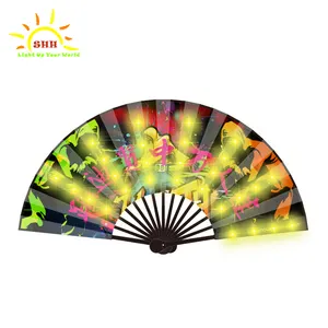 Fashion graffiti cloth folding fan A personalized luminescent folding fan USB rechargeable