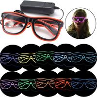 Lunettes LED à fil clignotant pour Halloween Lunettes lumineuses pour fête Éclairage décoratif Cadeau classique Lunettes de soleil lumineuses à LED pour fête