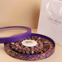 Boîtes cadeaux d'emballage de luxe estampage à chaud circulaire client fleur fraise truffe Chocotale