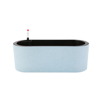 Pot Bunga Sandblasted, Plastik Bertekstur Tahan Lama, Taman Dalam/Luar Ruangan dengan Indikator Level Air, Desain Minimalis Modern.