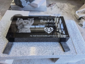 <span class=keywords><strong>Pierres</strong></span> commémoratives personnalisées pour animaux de compagnie, pierre commémorative de jardin en granit noir, gravée avec photo, pour extérieur - Product Image 3