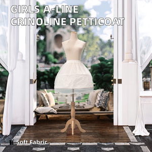 <span class=keywords><strong>Princesse</strong></span> filles a-ligne 2 cerceaux une couche enfants Crinoline jupon sous-vêtement réglable pour <span class=keywords><strong>robe</strong></span> de mariée de fille de fleur - Product Image 2