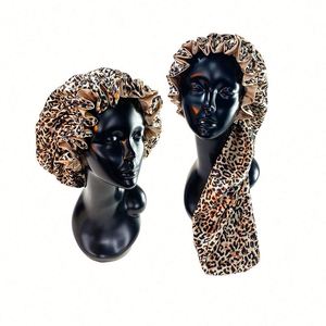Bonnet de nuit en satin extra long pour cheveux bouclés, avec bordure tressée, idéal pour dormir, cadeau - Product Image 1
