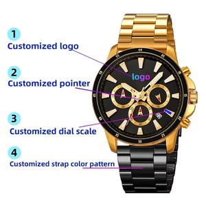 Nuevo Reloj de Hombre con Esfera Dorada con Diamantes, Números Romanos, Correa de Acero Inoxidable, Resistente al Agua 3ATM, Logotipo Personalizado OEM, Relojes - Product Image 6