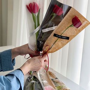 Sacs en plastique couleur unie à prix réduit pour fleurs, sacs OPP autoportants pour emballage de bouquet unique - Product Image 1