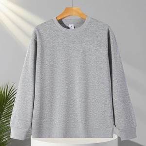 Pull à col rond pour homme en coton chinois 230g, double face, ample, oversize, uni, anti-boulochage, décontracté, respirant - Product Image 2