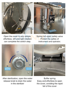 200L dọc tự động Nồi hấp khử trùng máy cho thực phẩm đóng hộp chai thủy tinh nấm canh tác hơi nước sử dụng cho thịt - Product Image 4