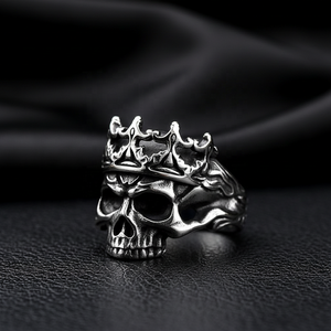 Anillo de Acero Inoxidable 316 con Diseño de Calavera Flameante para Hombre, Acabado Pulido, Texturas Contrastantes, Estética Masculina, Estilo Punk Retro, Pieza Destacada - Product Image 1