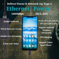 Convertisseur de pilote SDAPO GPD2CAT-20V Gigabit PoE vers USB-C pour téléphone/tablette PoE vers sortie d'alimentation type-c avec charge Ethernet Pd