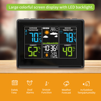 Modern Digital Desk Weather Forecast Station Clock Temperature Instrument Wireless Sensor ABS+LCD Material ODM Customization
